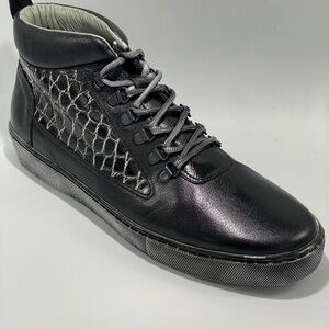 Belvedere Lucio Y12 Black Rust Alligator Leather High Top Sneakers Men 11 NIB‎